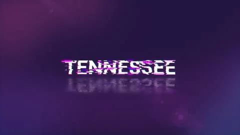 3D rendering Tennessee text with screen effects of technological glitches イラスト素材