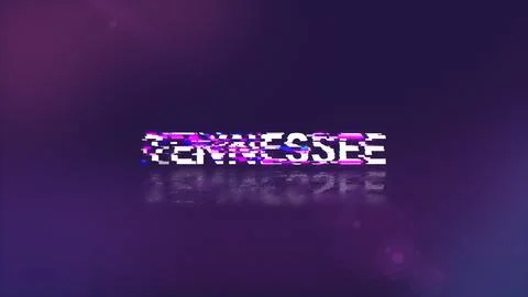 3D rendering Tennessee text with screen effects of technological glitches イラスト素材