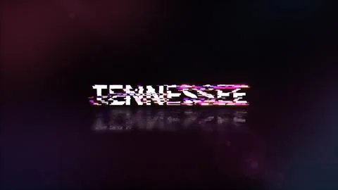 3D rendering Tennessee text with screen effects of technological glitches イラスト素材
