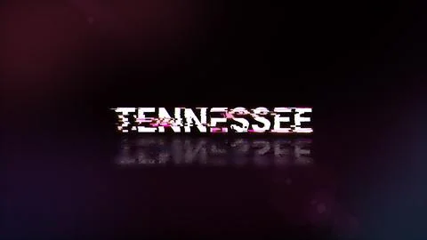 3D rendering Tennessee text with screen effects of technological glitches Stock Illustration
