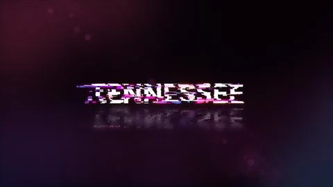 3D rendering Tennessee text with screen effects of technological glitches 库存插图