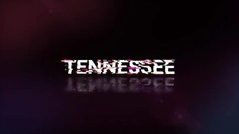3D rendering Tennessee text with screen effects of technological glitches 스톡 일러스트