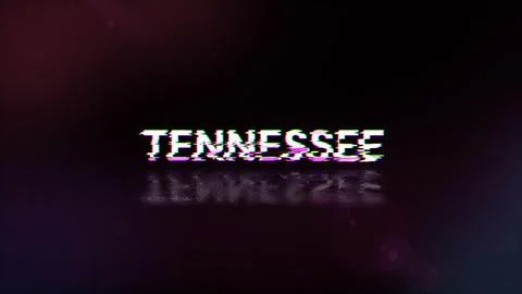 3D rendering Tennessee text with screen effects of technological glitches Stockillustratie