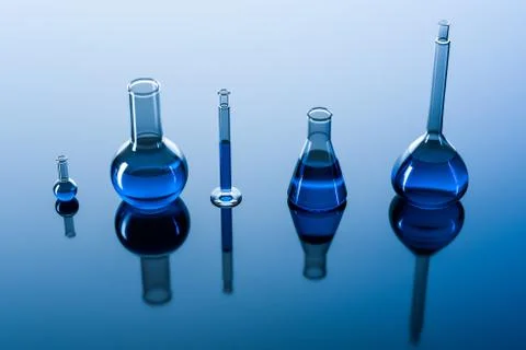 3d rendering, test tube and beaker in the lab Illustrazione stock