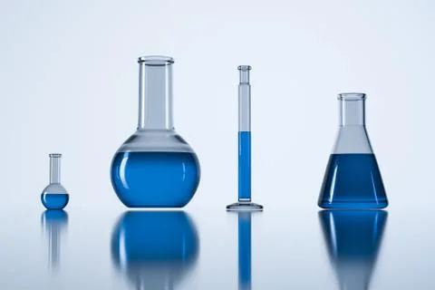 3d rendering, test tube and beaker in the lab Stock Illustration