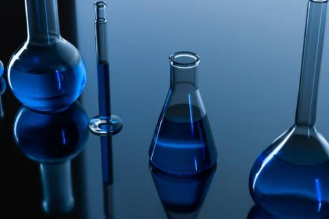 3d rendering, test tube and beaker in the lab イラスト素材