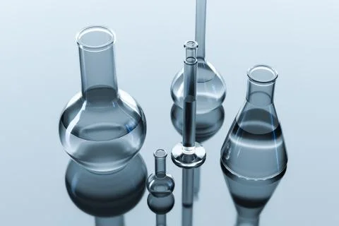 3d rendering, test tube and beaker in the lab イラスト素材