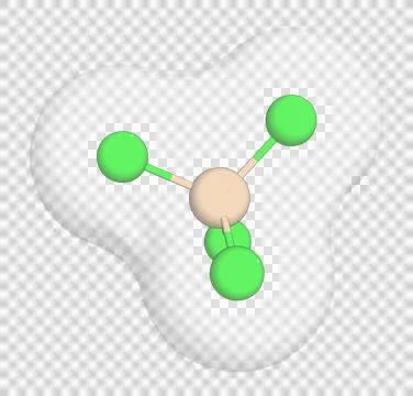 3D rendering of Tetrachlorosilane over a transparent background. Stock Illustration