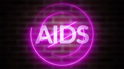 3D rendering of text AIDS against the background of brick, computer genera... 스톡 사진
