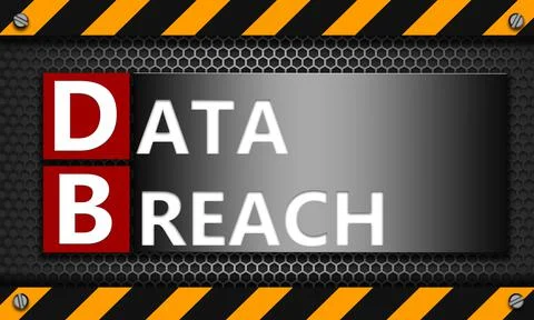 3D rendering with text 'data breach' on mesh hexagon background Stock Illustration