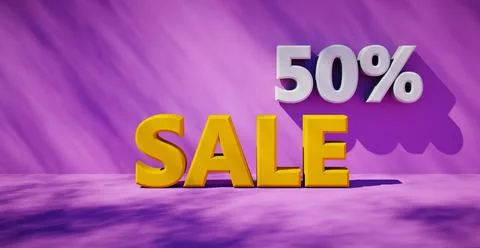 3D rendering of text fifty percent sale. Stockillustratie