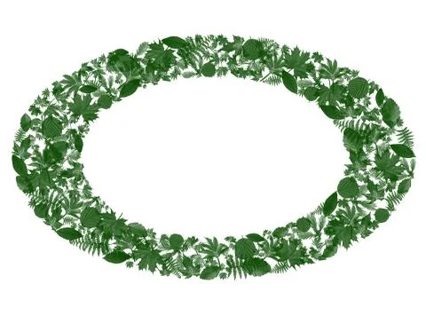 3D rendering of text frame with leaves around For adding text and advertising Stock Illustration