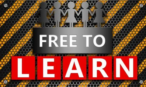 3d rendering of a text 'free to learn' on mesh hexagon background イラスト素材