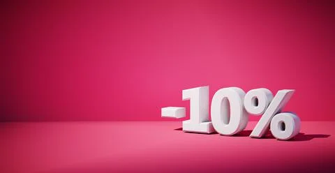 3D rendering of text ten percent sale. Stock-Illustration