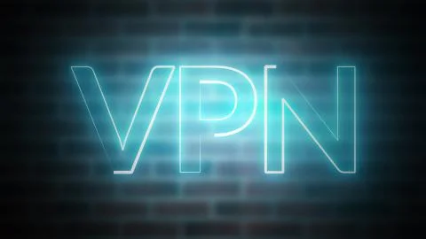 3D rendering of text VPN against the background of brick, computer generated Illustrazione stock