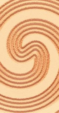 3d rendering. Texture of yellow sand with round furrows. Summer background. Illustration