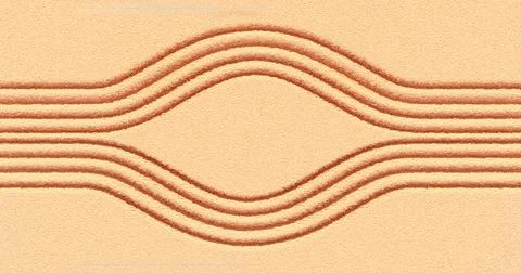 3d rendering. Texture of yellow sand with round furrows. Summer background. Stock Illustration