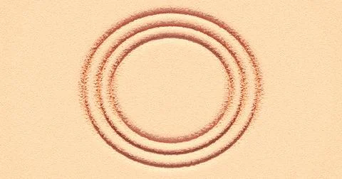 3d rendering. Texture of yellow sand with round furrows. Summer background. Stock Illustration