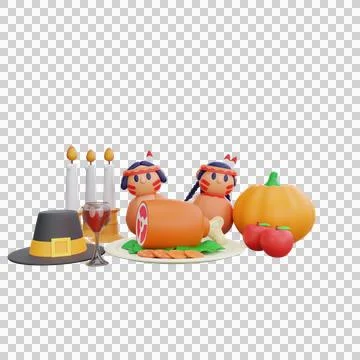 3d rendering Thanksgiving Feast Stock Illustration