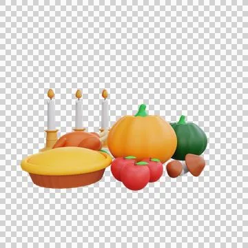 3d rendering Thanksgiving Feast Stock Illustration