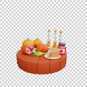 3d rendering Thanksgiving Feast Stock Illustration
