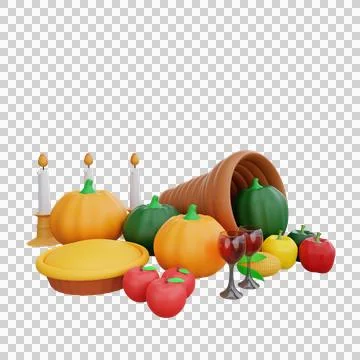 3d rendering Thanksgiving Feast Stock Illustration