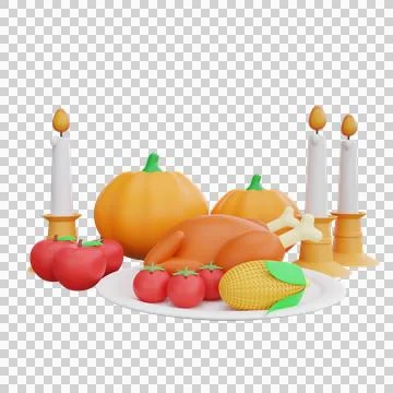 3d rendering Thanksgiving Feast Stock Illustration