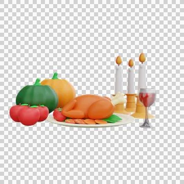 3d rendering Thanksgiving Feast Stock Illustration