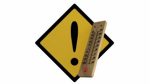 A 3d rendering of thermometer with an exclamation mark Stock Illustration