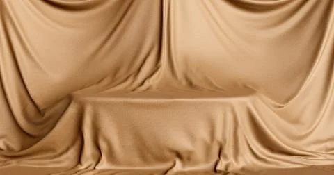 3d rendering. Thick brown fabric covers furniture in a room or studio. Illust Illustrazione stock