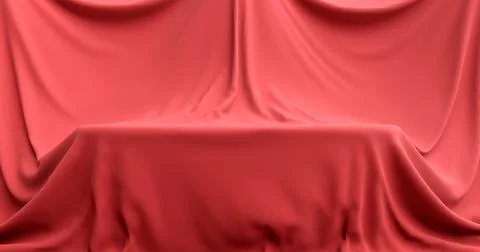 3d rendering. Thick red fabric covers furniture in a room or studio. Illustra Stock Illustration