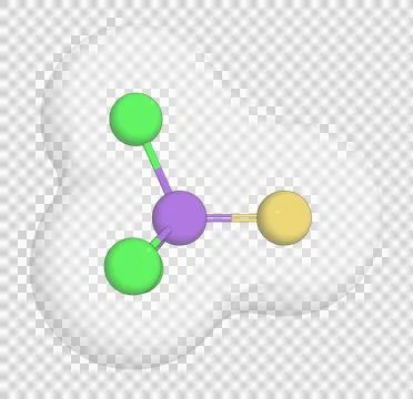 3D rendering of Thiophosphoryl Chloride over a transparent background. Stock Illustration