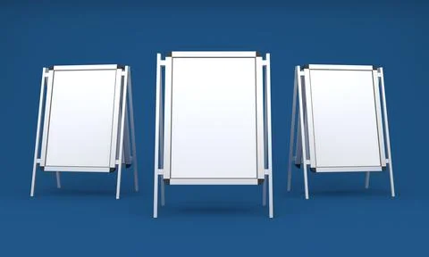 3D rendering of three advertising boards empty frames for your images or text Stock Illustration
