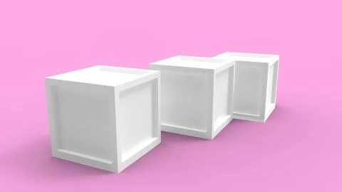 3d rendering of three boxes isolated in a studio background 스톡 일러스트