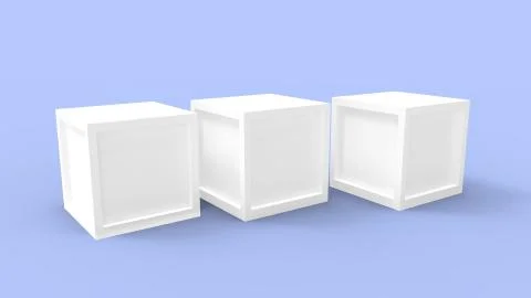 3d rendering of three boxes isolated in a studio background Stock Illustration