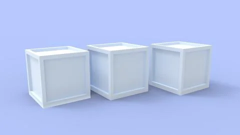 3d rendering of three boxes isolated in a studio background Stock Illustration