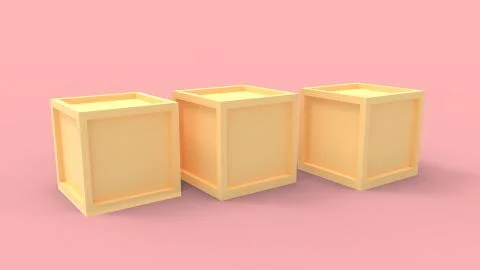 3d rendering of three boxes isolated in a studio background 스톡 일러스트