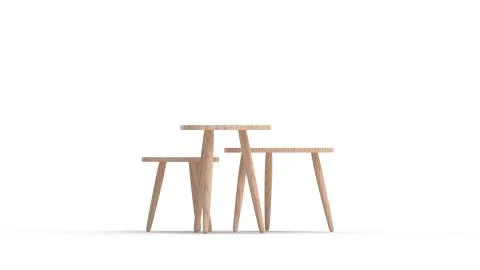 3d rendering of three coffee tables isolated in white background Stock Illustration