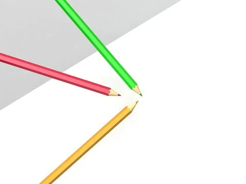 3d rendering of three coloured pencils on a multicoloured background Stock Illustration