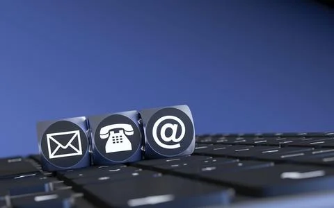 3d rendering of a three cubes with signs for email phone and letter Stock Illustration