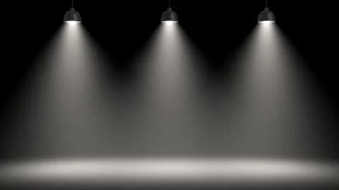 3d rendering of three pendant lamps all making a large light circle on the floor Stock Illustration