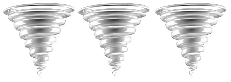 3d rendering of three  tornados isolated on white Stock Illustration