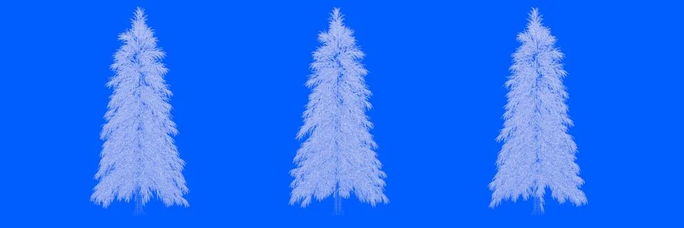 3d rendering of three trees as lines on a blue background Stock Illustration