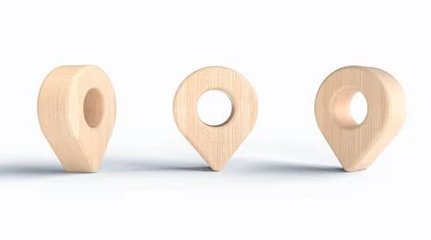 3D rendering of three wooden pointers isolated on white background 스톡 일러스트