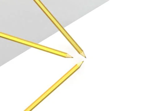 3d rendering three yellow pencils on a gray and white background, back to school 스톡 일러스트