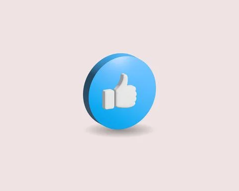 3D Rendering Thumb Up, Like icon on Social Media Stock Illustration