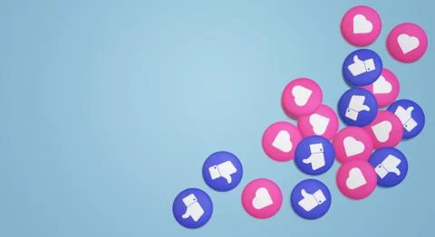The 3d rendering Thumbs up and heart social media icon. Illustrazione stock