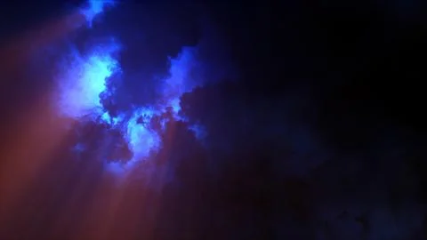 3D rendering of thunderclouds with bright lightning flashes Illustrazione stock