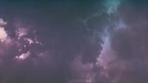 3D rendering of thunderclouds with bright lightning flashes Stock Illustration