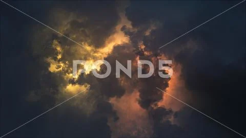 3D rendering of thunderclouds with bright lightning flashes Illustration